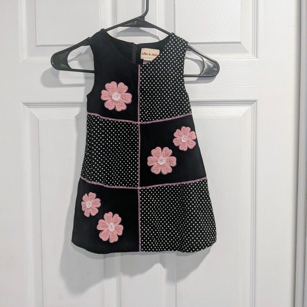 Vintage Toffee Apple- Girls 3T-Patchwork Dress Pink Floral Polka Dot 100% Cotton